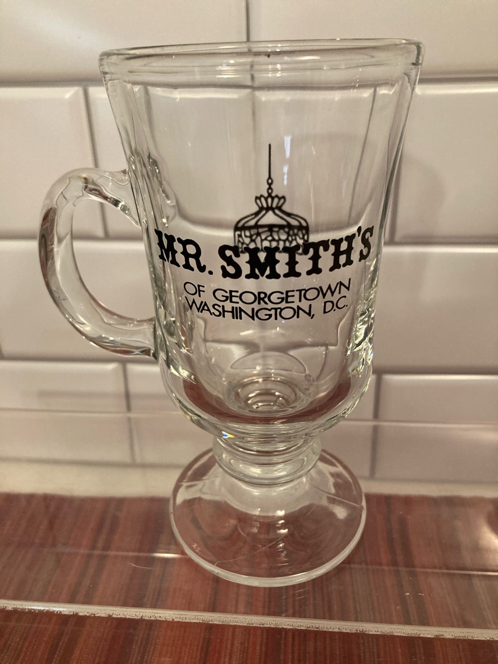 Vintage MR SMITH’s OF GEORGETOWN WASHINGTON DC Glass Irish Coffee Mug Cup 8 Oz